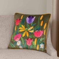 Wylder Nature House Of Bloom Celandine Polyester Filled Cushion,Olive,43 x 43cm