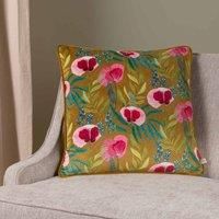 Wylder Nature House Of Bloom Poppy Polyester Filled Cushion, Saffron, 43 x 43 cm