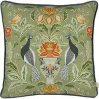 Evans Lichfield Chatsworth Peacock Polyester Filled Cushion, Sage, 43 x 43cm