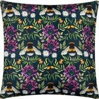 Wylder Nature House of Bloom Zinnia Bee Rectangular Polyester Filled Outdoor Cushion,Navy,43 x 43cm