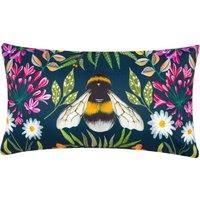 Wylder Nature House Of Bloom Zinnia Bee Rectangular Outdoor Polyester Filled Cushion Navy