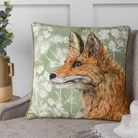 Wylder Nature Manor Fox Polyester Filled Cushion, Green, 43 x 43cm