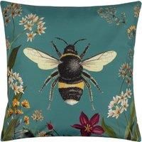 Wylder Nature Midnight Garden Bee Outdoor Polyester Filled Cushion, Teal, 43 x 43cm