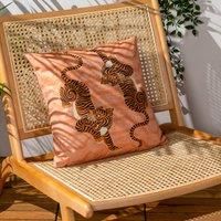 furn. Tibetan Tiger Polyester Filled Outdoor Cushion, Coral, 43 x 43cm