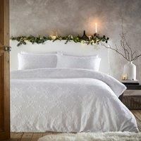 furn. Snowflake Tufted Single Duvet Set White