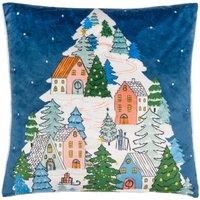 furn. Snowy Village Tree Boucle Polyester Filled Cushion