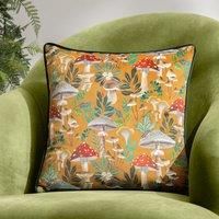 Wylder Nature Wild Gardens Mushroom Repeat Velvet Piped Cushion Cover