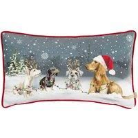 Evans Lichfield Christmas Dogs Piped Polyester Filled Cushion