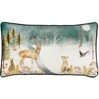 Evans Lichfield Stag Winter Velvet Piped Polyester Filled Cushion