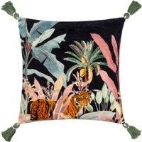 Wylder Tropics Midnight Jungle Velvet Polyester Filled Cushion