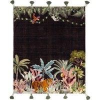 Wylder Tropics Midnight Jungle Velvet Tasselled Throw