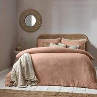 Yard Lark Muslin Cotton Super King Duvet Cover Set Pink Clay