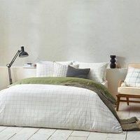 Yard Howarth Check Reversible Duvet Cover Set, Moss/Natural