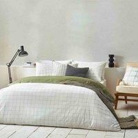 Yard Howarth Check Reversible Duvet Cover Set, King, Moss/Natural