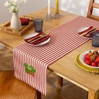 Wylder Nature Starwberry Stripes Indoor/Outdoor Table Runner