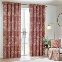 Hoem Nola Abstract Eyelet Curtains In Chestnut 117 X 183Cm, Multi