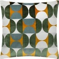 Bardot Cut Velvet Filled Cushion 50cm x 50cm Gold Blue