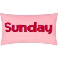 furn. Sunday Embroidered Cotton Polyester Filled Cushion, Pink
