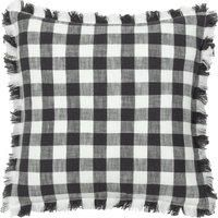 Yard Barton Check Cotton Fringed Polyester Filled Cushion