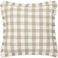 Yard Barton Check Cotton Fringed Polyester Filled Cushion