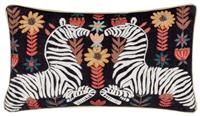 Wylder Tropics Mirrored Zebra Embroidered Cotton Polyester Filled Cushion