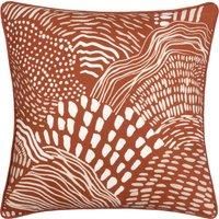 Hoem Nola Abstract Cotton Piped Polyester Filled Cushion, Chestnut