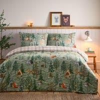 furn. Lodge Wood 100% Brushed Cotton Duvet Cover Set, Oak Green