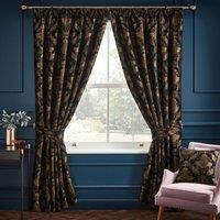 Paoletti Shiraz Traditional Jacquard Pencil Pleat Curtains, 229 x 229cm, Black
