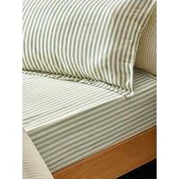 Yard Hebden Striped 100% Cotton Fitted Sheet, Forest
