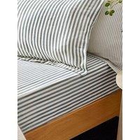 Yard Hebden 100% Cotton Fitted Sheet Or Pillowcases - Navy/White