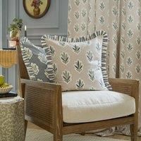 Sanderson Sessile Leaf Ruffle Trim 50cm x 50cm Filled Cushion Flax