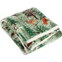 furn. Lodge Wood Sherpa Fleece Throw