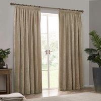 Yard Heavy Chenille Velvet Pencil Pleat Curtains - 2 Panels - Width x Drop - 117 x 137cm (46 x 54) - Natural