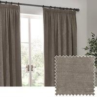 Yard Heavy Chenille Velvet Ready Made Pencil Pleat Curtains Greige