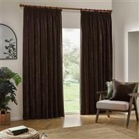 Yard Heavy Chenille Velvet Pencil Pleat Curtains - 2 Panels - Width x Drop - 229 x 183cm (90 x 72) - Brown