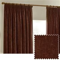Yard Heavy Chenille Velvet Pencil Pleat Curtains - 2 Panels - Width x Drop - 229 x 183cm (90 x 72) - Nutmeg