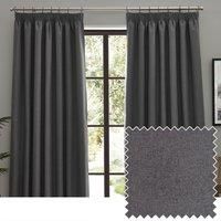 furn. Dawn 100% Blackout Pencil Pleat Curtains Grey 168cm Width x 229cm Drop