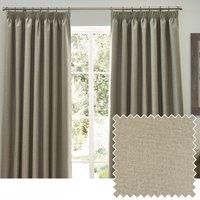 furn. Dawn 100% Blackout Pencil Pleat Curtains Natural 168cm Width x 137cm Drop