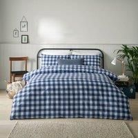 furn. Furn. Hartsford Check Printed Super King Duvet Cover Set Navy, Blue