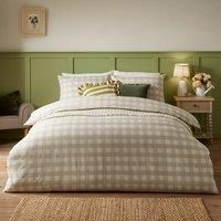 furn. Hartsford Gingham Check Duvet Cover Set - Neutral - Single