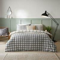 furn. Canberra Check Printed Duvet Set - Double - Neutral