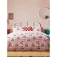Heya Home Cherry Gingham Printed Duvet Set - King - Pink