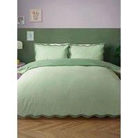 Heya Home Wiggle Scalloped Duvet Set - King - Green