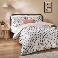 Duvet Day Robi Duvet Cover Set – Contemporary Spotted Polka Dot Design with Soft-Touch Fabric (Linen/Charcoal - Double)