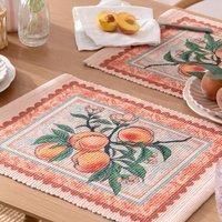 furn. Anemone Peaches Indoor/Outdoor Placemat - Multi - 46x36