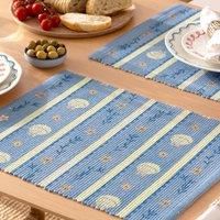 furn. Sea Shells Indoor/Outdoor Placemat - Blue - 46x36