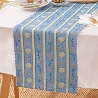 furn. Sea Shells Indoor/Outdoor Table Runner - Blue - 180 x 35cm