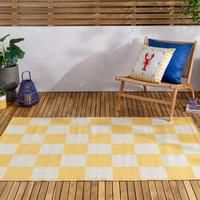 furn. Checkerboard Recycled Outdoor Outdoor Rug - Yellow - 120x180cm