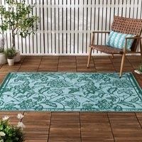 furn. Anemone Woven Jacquard Outdoor Rug - Teal/Mineral - 120x180cm