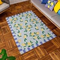 furn. Furn. Lemons Printed Indoor Outdoor Rug Blue 120 X 170Cm, Blue